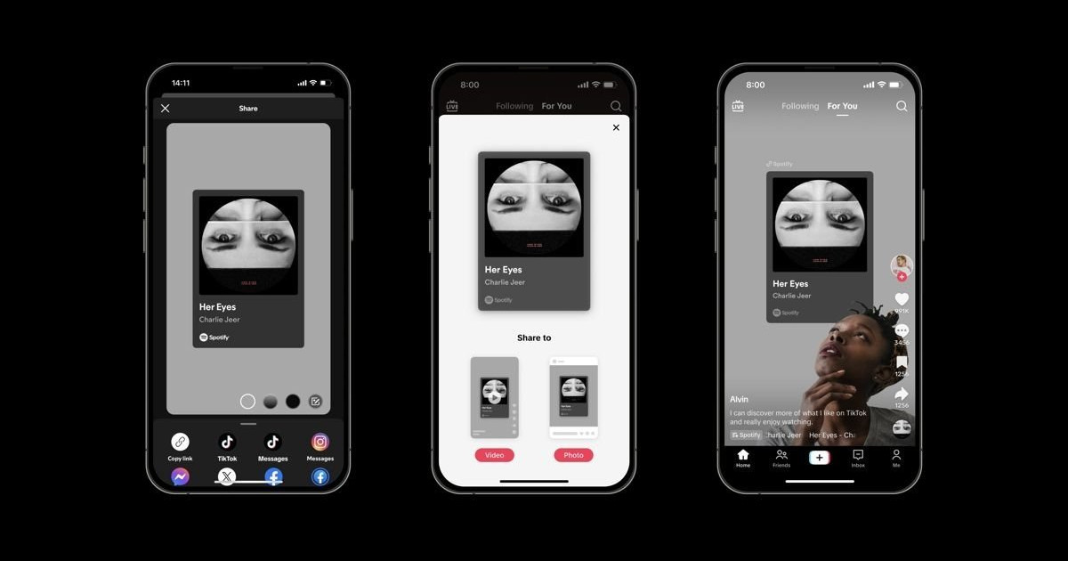 Spotify や Apple Music の音楽を TikTok に即座に共有