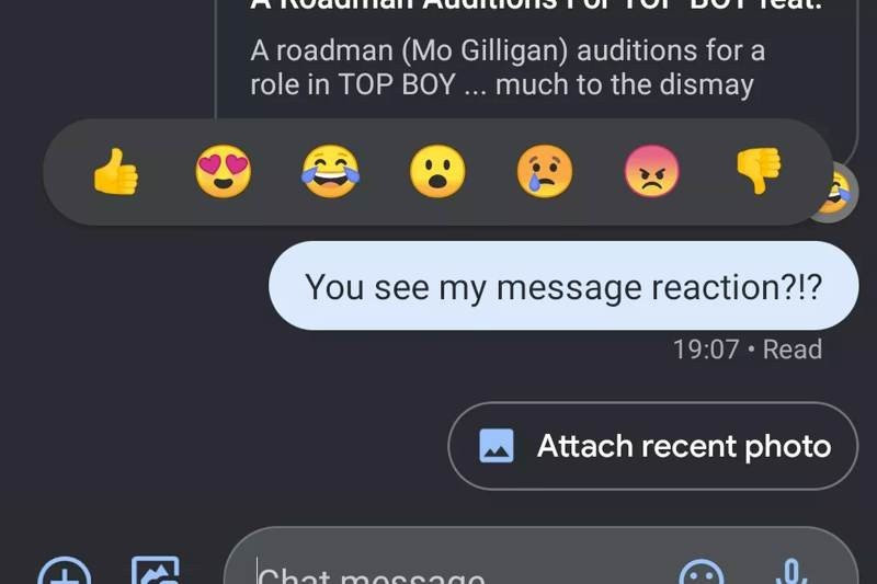 Google Messages: Δοκιμές για αντιδράσεις με emoji στα μηνύματα, όπως στο iMessage 1