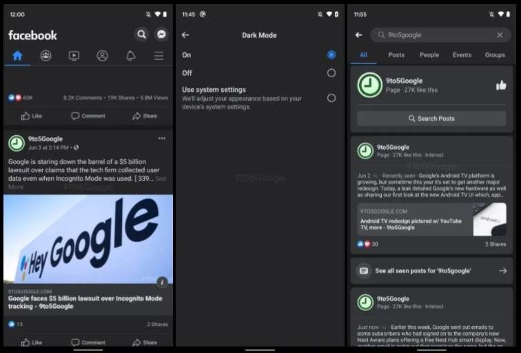 Facebook: Δοκιμές για dark mode και COVID tracker στην εφαρμογή Android