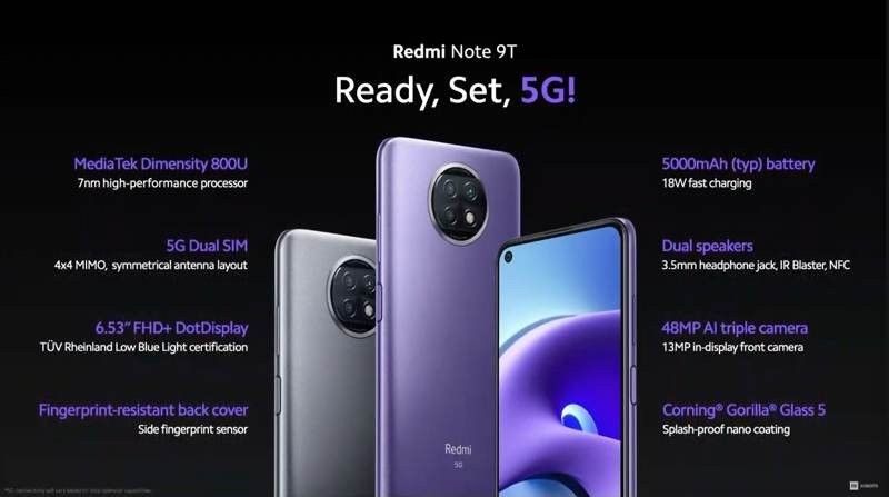 Redmi Note 9T 5G: Επίσημα με οθόνη 6.53'' FHD+, κάμερα 48MP και 5G από €229